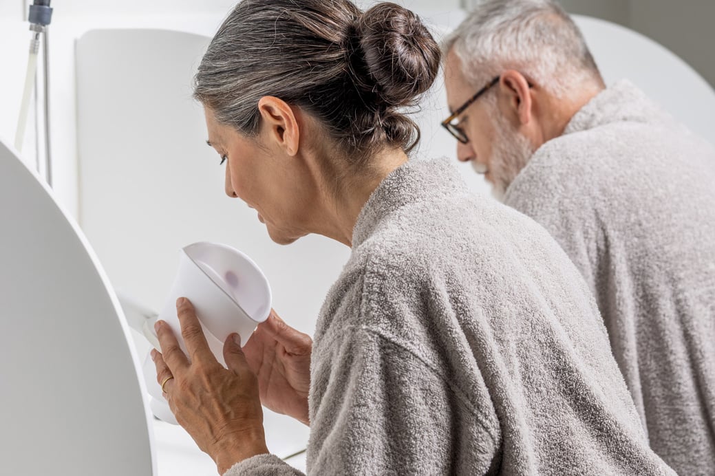 couple pendant mini-cure voies respiratoires aux thermes des Fumades
