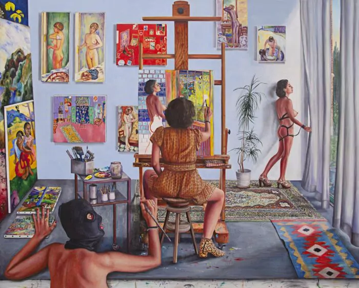  Nazanin Pouyandeh, Nu au mimosa, huile sur toile, 2020