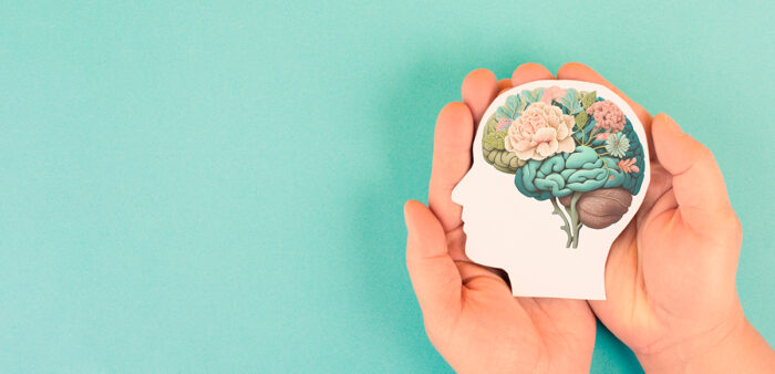 Illustration d'un cerveau apaisé avec des fleurs