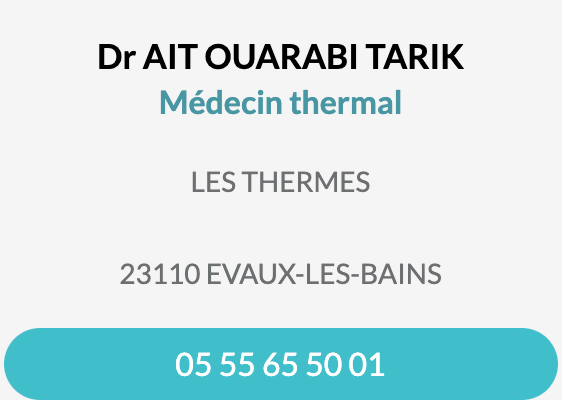 Fiche contact du Dr Ait Ouarabi Tarik