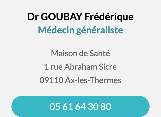 Fiche contact Dr Goubay Frédérique Ax-les-Thermes