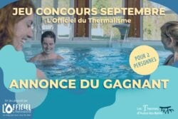 illustration pour gagnant jeu concours septembre avec photo de la piscine des thermes d'Aulus-les-Bains