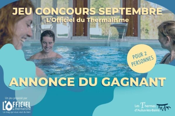 illustration pour gagnant jeu concours septembre avec photo de la piscine des thermes d'Aulus-les-Bains