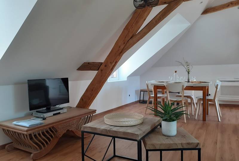 Vue du salon du gîte La vie est douce à Bourbon-Lancy