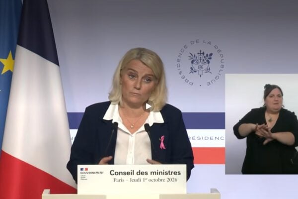La minsitre de la Santé, Stéphanie Riss lors de la présentation du PLFSS 2027 en point presse du 1er octobre 2026